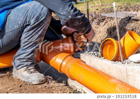PVC plastic pipe for sewerage in the ground PVC plastic pipe for sewerage in the ground 101233518