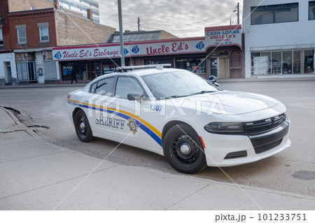Edmonton, Alberta, Canada. Mar 30, 2023. A sheriff patrol car vehicle on the street. 101233751