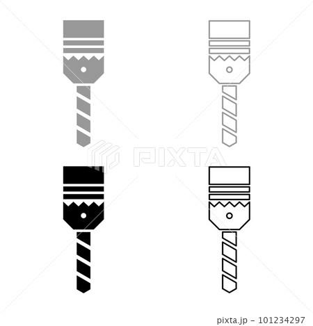 Drill with cartridge bit stationary use set icon grey black color vector illustration image solid fill outline contour line thin flat style 101234297