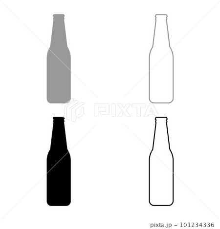 Bottle beer with glass set icon grey black color vector illustration image solid fill outline contour line thin flat style Bottle beer with glass set icon grey black color vector illustration image solid fill outline contour line thin flat style 101234336
