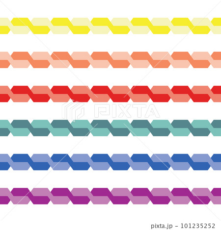 Set of colorful seamless braided pigtail stripes. Vector seamless textured design element for cards, invitations, kids, textile, apparel, wrapping. 101235252