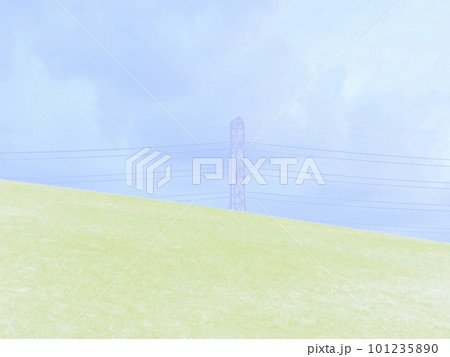 草原に立つ鉄塔。イラスト風の写真。 草原に立つ鉄塔。イラスト風の写真。 101235890