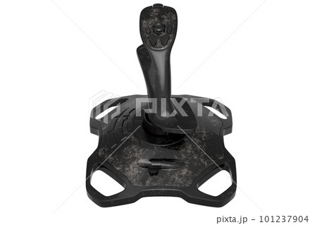 Realistic joystick for flight simulator with black marble texture on white Realistic joystick for flight simulator with black marble texture on white 101237904