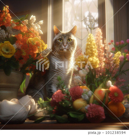 花のある暮らしと猫 101238594