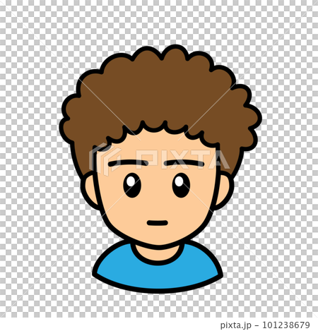 Icons that can be used in blogs Vector version Male 02 Natural perm Expressionless 101238679