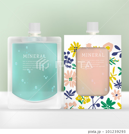 Vector Beverage, Shower Gel, Shampoo or Cleanser Liquid Translucent or Clear Packet with White Screw Cap. 101239293