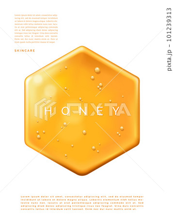 Vector Abstract Dripping Honey Element 3D Illustration under sunlight for Beauty and Healthcare Poster, Product Packaging, or Advertisement Background. 101239313