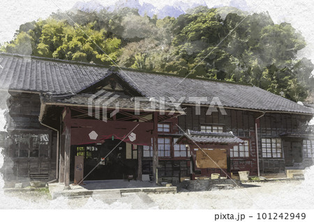 水彩画風 石見銀山大森町並み いも代官ミュージアム(石見銀山資料館) 島根県大田市 水彩画風 石見銀山大森町並み いも代官ミュージアム(石見銀山資料館) 島根県大田市 101242949