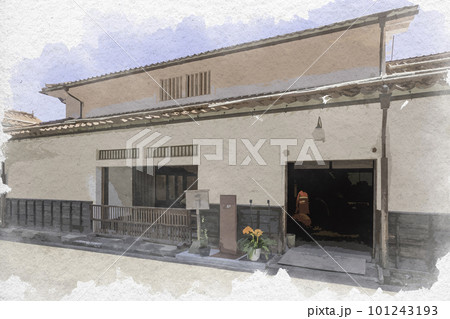 水彩画風　石見銀山大森町並み　熊谷家住宅　島根県大田市 101243193
