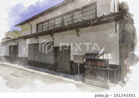 水彩画風 石見銀山大森町並み 御料御宿泉屋金森家 島根県大田市 水彩画風 石見銀山大森町並み 御料御宿泉屋金森家 島根県大田市 101243301