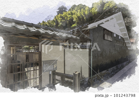 水彩画風 石見銀山大森町並み 代官所役人岡家 島根県大田市 水彩画風 石見銀山大森町並み 代官所役人岡家 島根県大田市 101243798