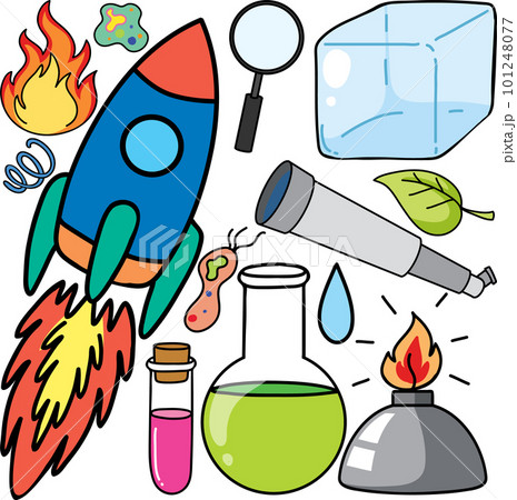 Colorful Science Objects and Icons Vector Set 101248077