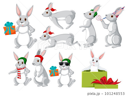 Cute rabbit cartoon character collection 101248553