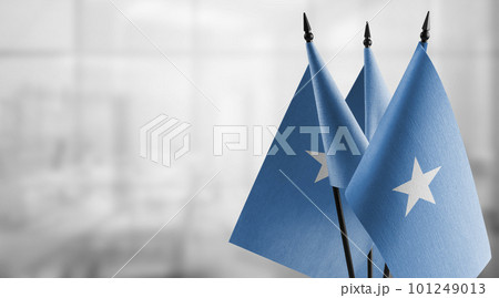 Small flags of the Somalia on an abstract blurry background Small flags of the Somalia on an abstract blurry background 101249013