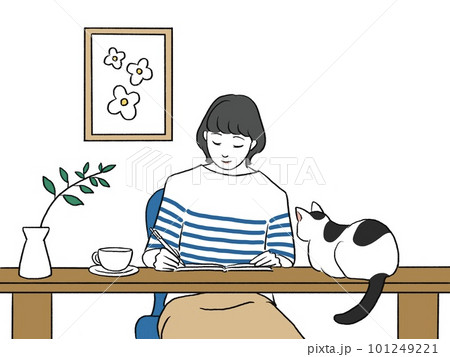 日記をつける女性 日記をつける女性 101249221