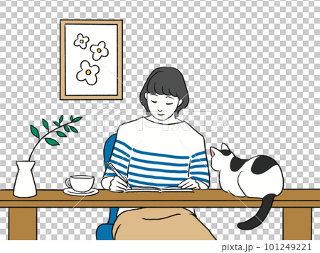 日記をつける女性 日記をつける女性 101249221