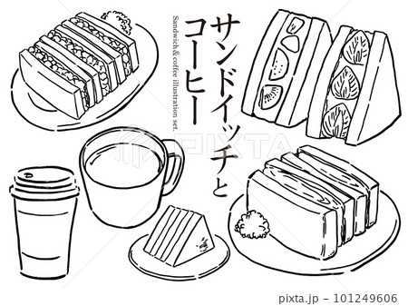サンドイッチとコーヒー　シンプルイラスト 101249606