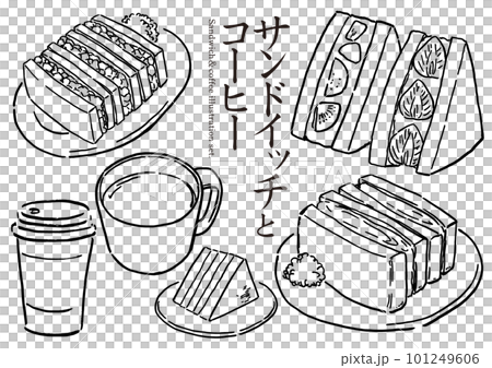 サンドイッチとコーヒー　シンプルイラスト 101249606