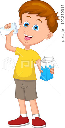 little boy drinking milk 101250313