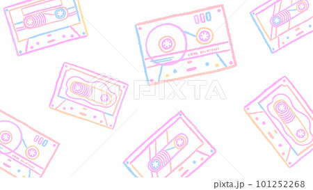 カセットテープの背景 カラフルでシンプルな手描きの線画イラスト カセットテープの背景 カラフルでシンプルな手描きの線画イラスト 101252268