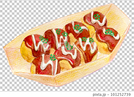 熱章魚燒水彩插圖 熱章魚燒水彩插圖 101252739