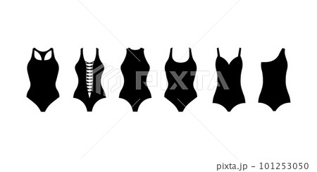 A set of swimsuits.Collection of swimwear. Silhouettes of women s clothing. Clothing for beach holidays and sports. Vector illustration 101253050
