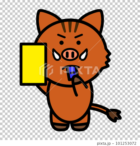 Illustration of a wild boar issuing a yellow card 101253072