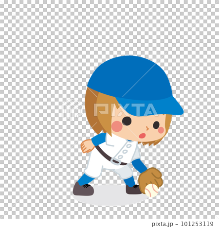 Girl baseball player on transparent background illustration Stock