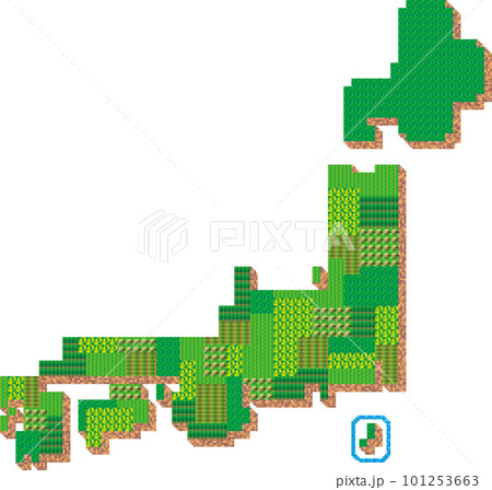 ロールプレイングゲームのマップ風　シンプルな日本地図 101253663