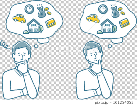 ローンについて考えている男性 ローンについて考えている男性 101254053