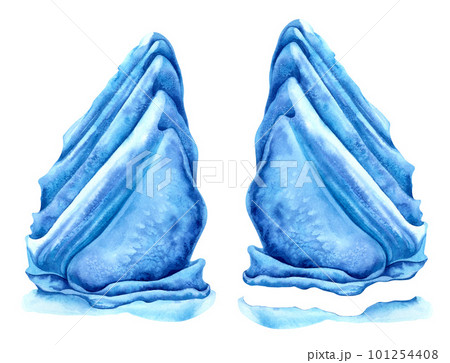 Watercolor hand drawn blue  iceberg illustration for design projects. Elements isolated on white background 101254408