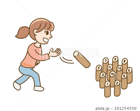 モルックを楽しむ女性のイラスト 101254550