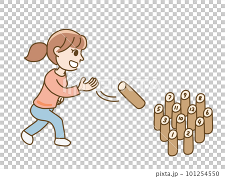 モルックを楽しむ女性のイラスト 101254550