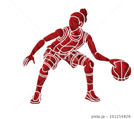 Basketball Female Player Action Cartoon Sport Graphic Vector 101254826