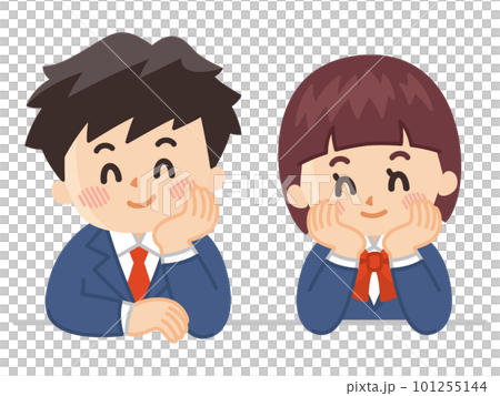 Junior high and high school students resting on their chin Relax Junior high and high school students resting on their chin Relax 101255144