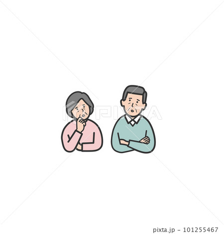 不安な表情をする年配夫婦のイラスト 不安な表情をする年配夫婦のイラスト 101255467