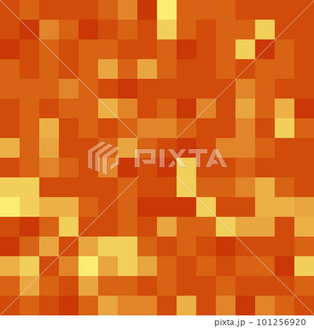 Pixel minecraft style fiery lava block background. Concept of game pixelated seamless square orange yellow dots background. Vector illustration 101256920
