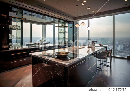 スタイリッシュで豪華なキッチンのデザイン 101257255