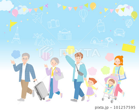 旅行のイメージ背景と元気な家族のデザイン素材 101257595