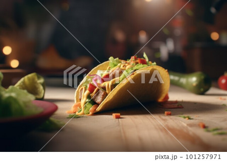 Fresh mexican taco. Dinner snack. Generate Ai Fresh mexican taco. Dinner snack. Generate Ai 101257971