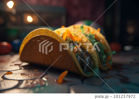 Mexican taco food. Salad meal. Generate Ai 101257972