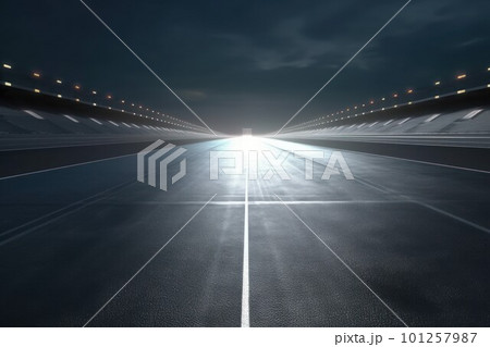 Night race track finish line. Start speed. Generate Ai Night race track finish line. Start speed. Generate Ai 101257987