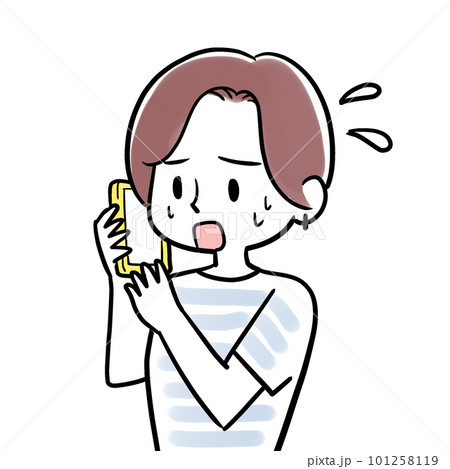 慌てて電話する女性のイラスト素材 [101258119] - PIXTA