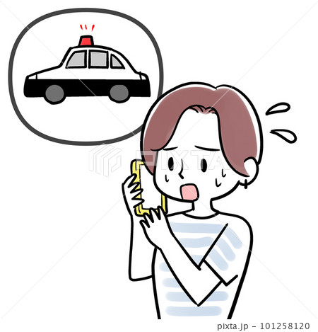 パトカーを呼ぶ女性 101258120