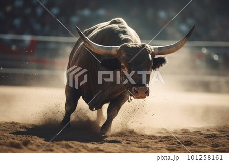 Fight bull on sport arena. Bull fight. Generate Ai 101258161