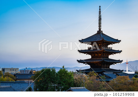 京都 夕暮れの八坂の塔 京都 夕暮れの八坂の塔 101259908