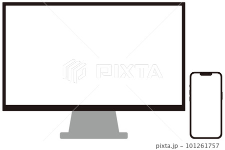 シンプルなモニターとスマホ 101261757