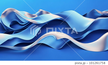Abstract blue flowing ribbons fashion background. Generative AI. 101261758