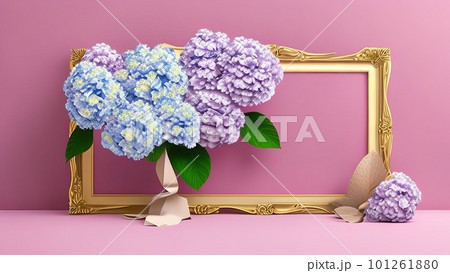 Beautiful summer background featuring flower frame for your text. Generative AI. 101261880