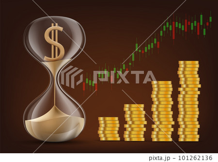 Dollar currency sign in an hourglass. Dollar currency sign in an hourglass. 101262136